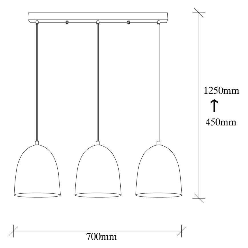 Hanglamp TATTOO 3xE27/40W/230V zwart
