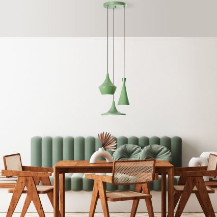 Hanglamp TOM met kabel 3xE27/40W/230V groen