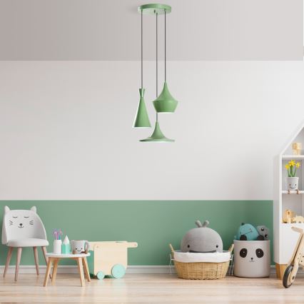 Hanglamp TOM met kabel 3xE27/40W/230V groen