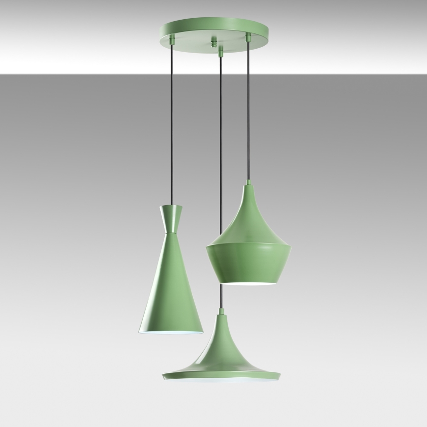 Hanglamp TOM met kabel 3xE27/40W/230V groen