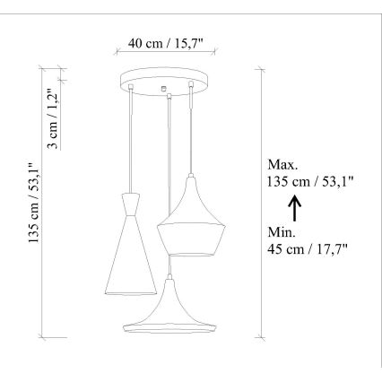 Hanglamp TOM met kabel 3xE27/40W/230V groen