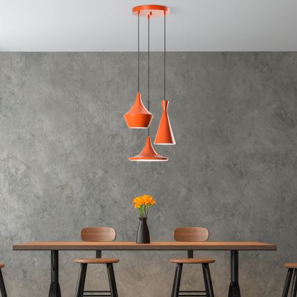 Hanglamp TOM met kabel 3xE27/40W/230V oranje