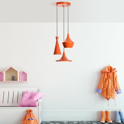 Hanglamp TOM met kabel 3xE27/40W/230V oranje