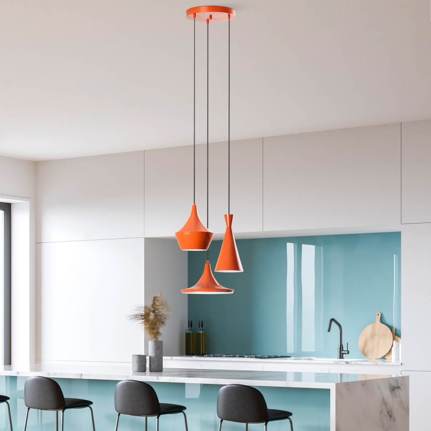 Hanglamp TOM met kabel 3xE27/40W/230V oranje