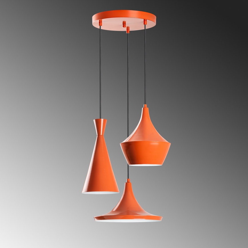 Hanglamp TOM met kabel 3xE27/40W/230V oranje