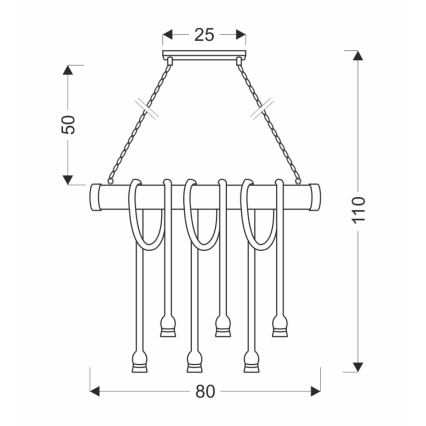 Hanglamp VINT 6xE27/40W/230V bamboe