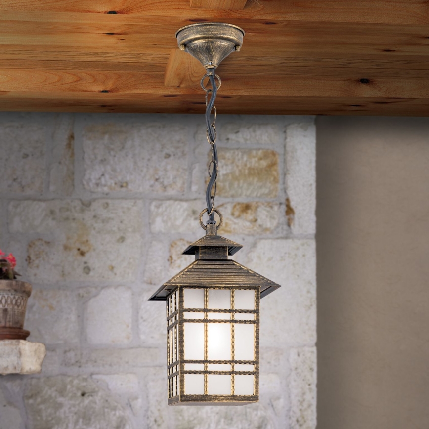 Hanglamp voor buiten KIKO 1xE27/11W/230V IP44 brons/patina