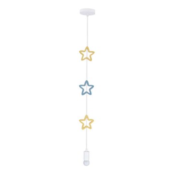 Hanglamp voor kinderen STARS 1xE27/20W/230V geel/blauw/wit