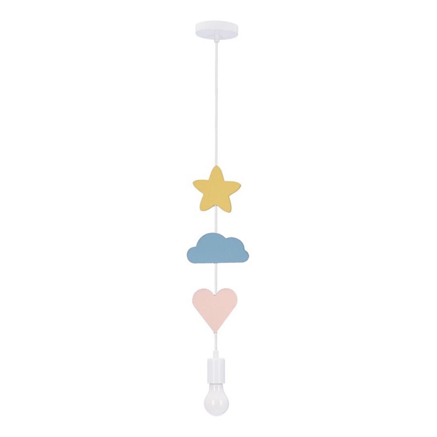 Hanglamp voor kinderkamer aan snoer TRIO 1xE27/20W/230V geel/blauw/roze