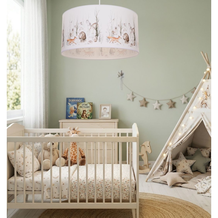 Hanglamp voor kinderkamer KIDS ROOM 1xE27/60W/230V Ø 40 cm, met dierenmotief
