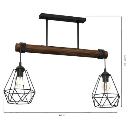 Hanglamp voor Oppervlak Montage ACERO 2xE27/60W/230V