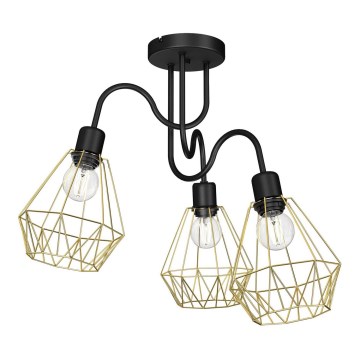 Hanglamp voor Oppervlak Montage BERGEN 3xE27/60W/230V zwart/goud