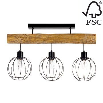 Hanglamp voor Oppervlak Montage BERIS 3xE27/25W/230V grenen - FSC-gecertificeerd