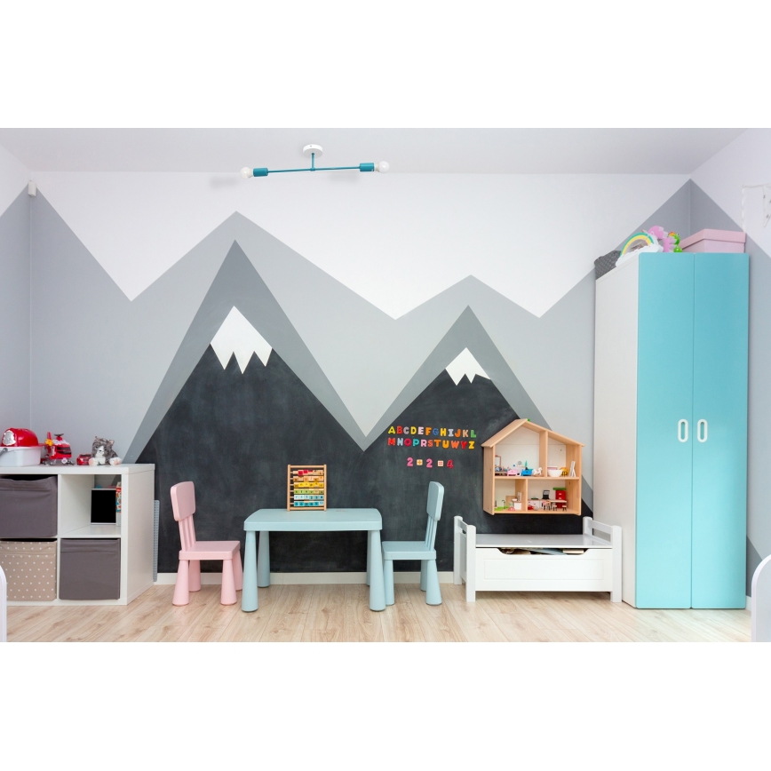 Hanglamp voor Oppervlak Montage CAMBRIDGE 2xE27/15W/230V blauw