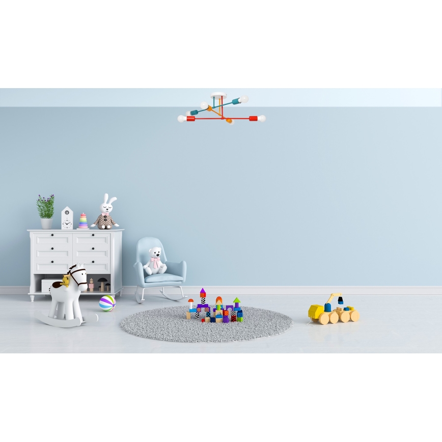 Hanglamp voor Oppervlak Montage CAMBRIDGE 6xE27/20W/230V blauw/rood/oranje