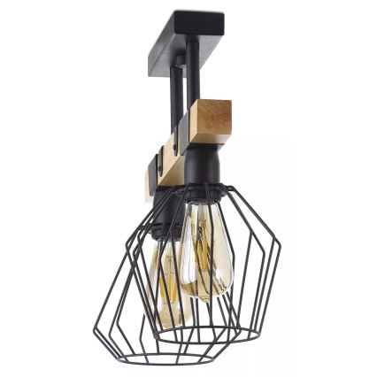 Hanglamp voor Oppervlak Montage CAMEROON 2xE27/60W/230V zwart/hout