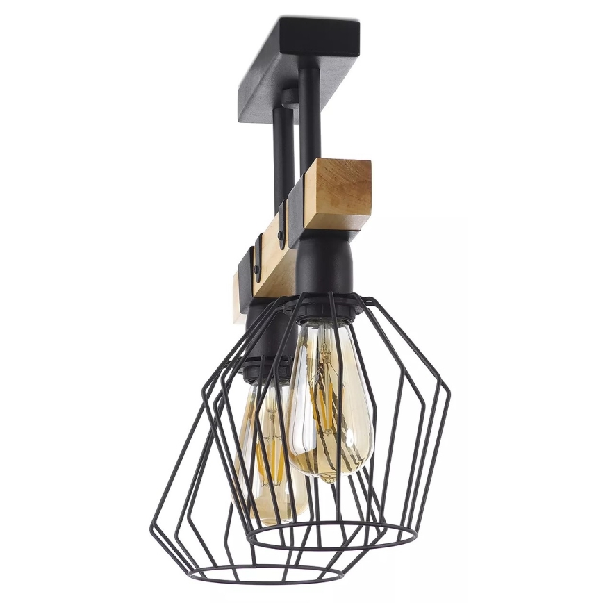 Hanglamp voor Oppervlak Montage CAMEROON 2xE27/60W/230V zwart/hout