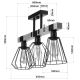 Hanglamp voor Oppervlak Montage CAMEROON 3xE27/60W/230V zwart/hout