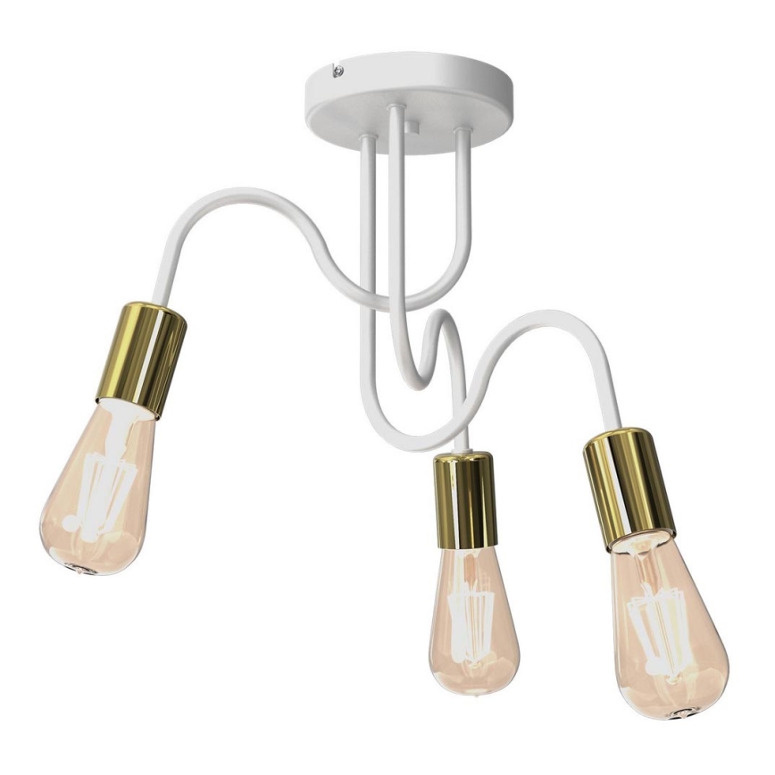 Hanglamp voor Oppervlak Montage DOW 3xE27/60W/230V wit/goud