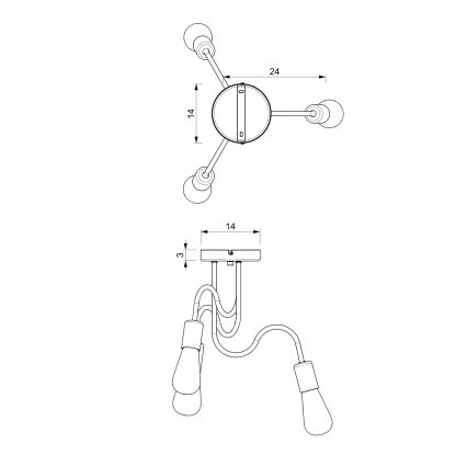 Hanglamp voor Oppervlak Montage DOW 3xE27/60W/230V wit/goud