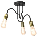 Hanglamp voor Oppervlak Montage DOW 3xE27/60W/230V zwart/goud