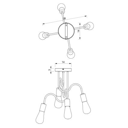 Hanglamp voor Oppervlak Montage DOW 4xE27/60W/230V wit/goud