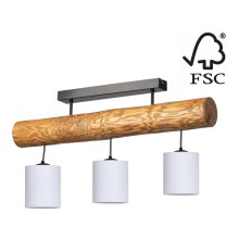 Hanglamp voor Oppervlak Montage FORESTA 3xE27/25W/230V dennen - FSC-gecertificeerd