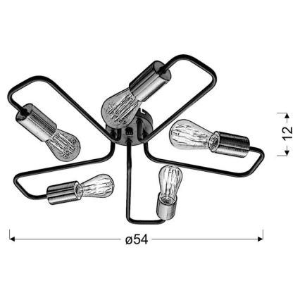 Hanglamp voor Oppervlak Montage HERPE 5xE27/60W/230V