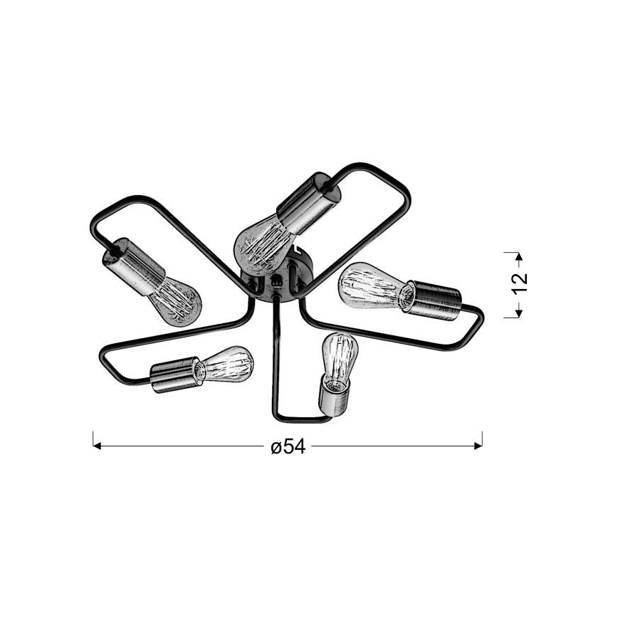 Hanglamp voor Oppervlak Montage HERPE 5xE27/60W/230V