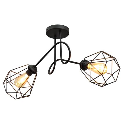 Hanglamp voor Oppervlak Montage KARO 2xE27/15W/230V zwart