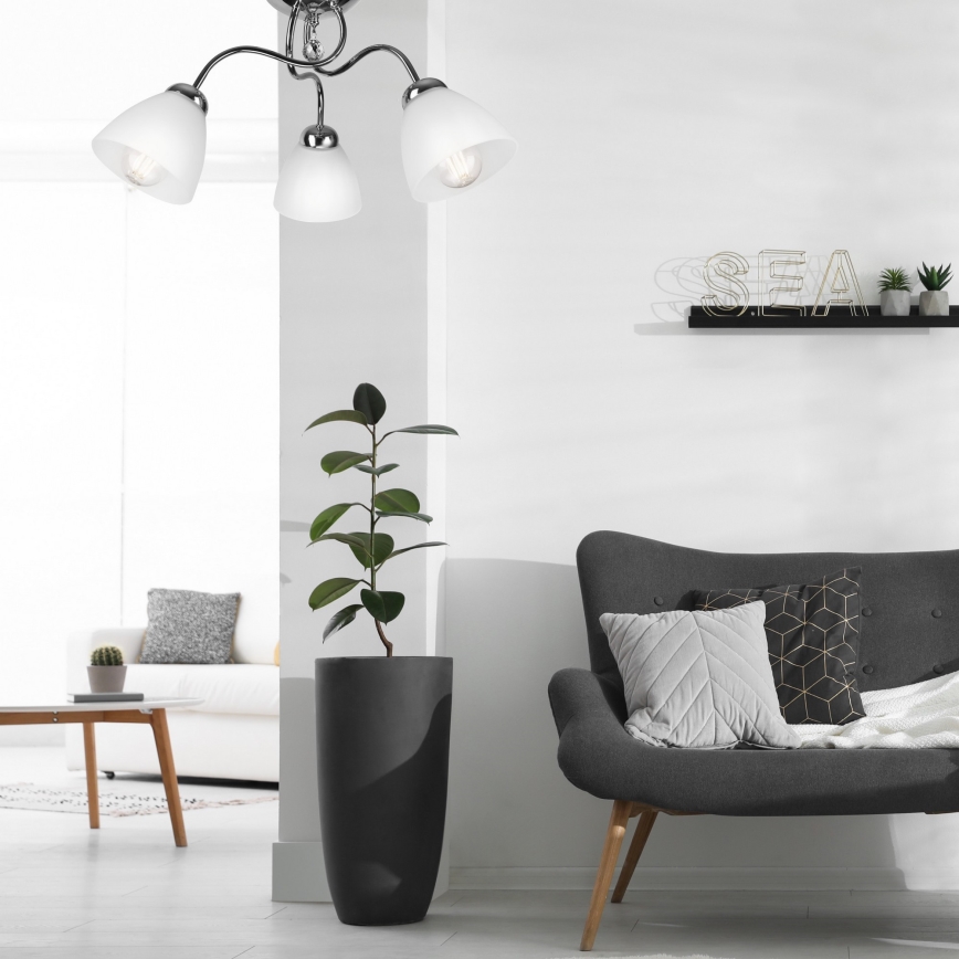 Hanglamp voor Oppervlak Montage MIRANDA 3xE27/60W/230V glanzend chroom