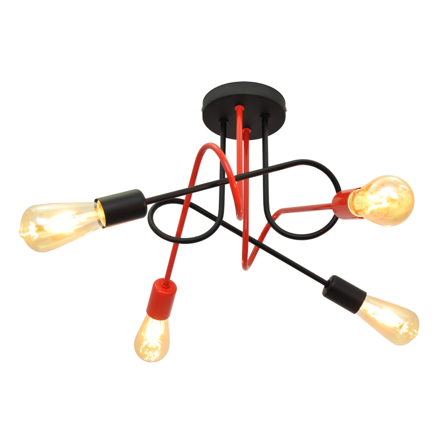 Hanglamp voor Oppervlak Montage OXFORD 4xE27/15W/230V zwart/rood