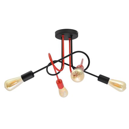 Hanglamp voor Oppervlak Montage OXFORD 4xE27/15W/230V zwart/rood