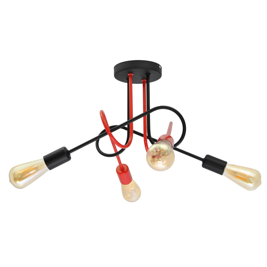 Hanglamp voor Oppervlak Montage OXFORD 4xE27/15W/230V zwart/rood