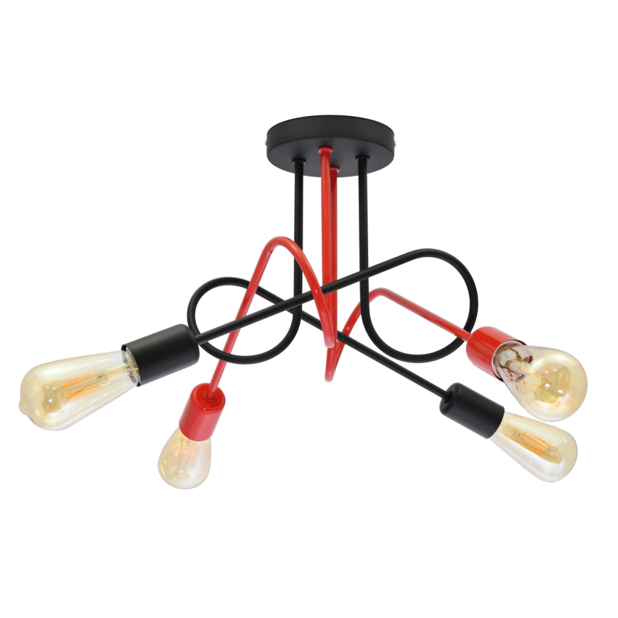 Hanglamp voor Oppervlak Montage OXFORD 4xE27/15W/230V zwart/rood