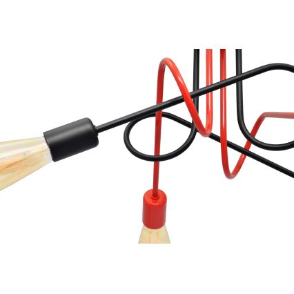 Hanglamp voor Oppervlak Montage OXFORD 4xE27/15W/230V zwart/rood