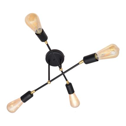 Hanglamp voor Oppervlak montage ROSETTE 4xE27/15W/230V zwart/goud