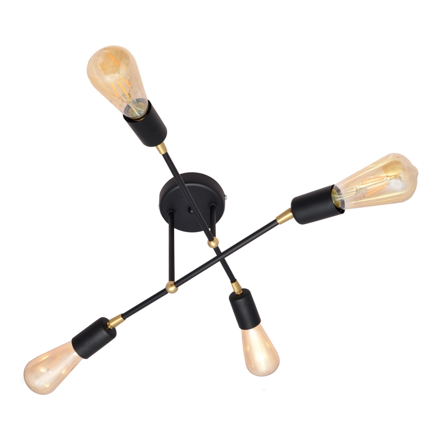 Hanglamp voor Oppervlak montage ROSETTE 4xE27/15W/230V zwart/goud