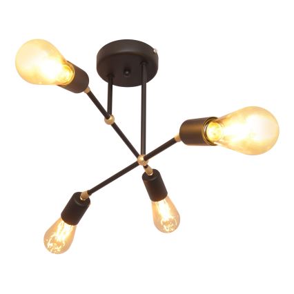 Hanglamp voor Oppervlak montage ROSETTE 4xE27/15W/230V zwart/goud