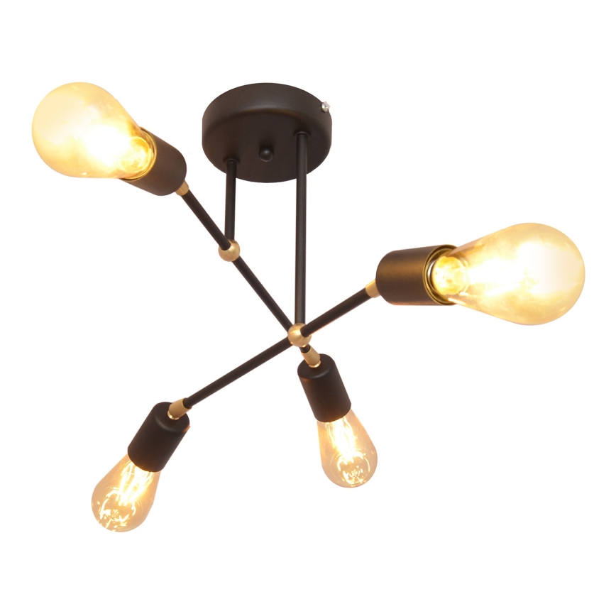 Hanglamp voor Oppervlak montage ROSETTE 4xE27/15W/230V zwart/goud