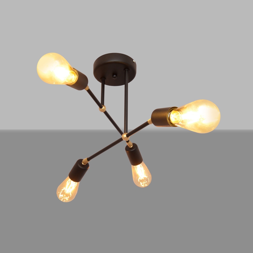 Hanglamp voor Oppervlak montage ROSETTE 4xE27/15W/230V zwart/goud