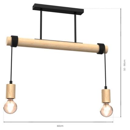 Hanglamp voor Oppervlak Montage VIGA 2xE27/60W/230V hout