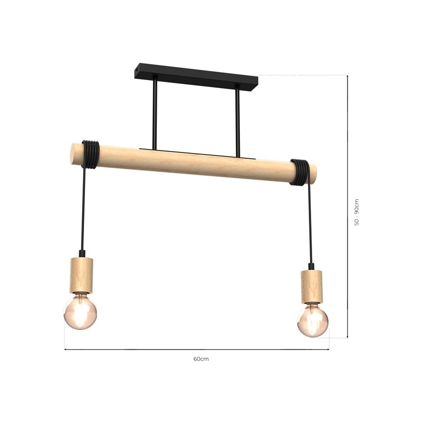 Hanglamp voor Oppervlak Montage VIGA 2xE27/60W/230V hout