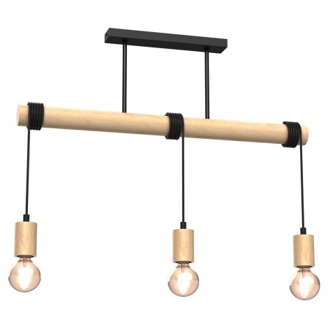 Hanglamp voor Oppervlak Montage VIGA 3xE27/60W/230V hout