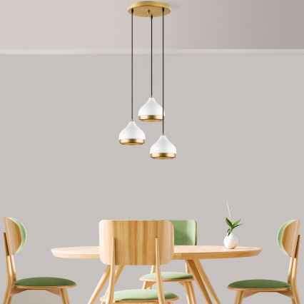 Hanglamp YILDO 3xE27/40W/230V wit/goud