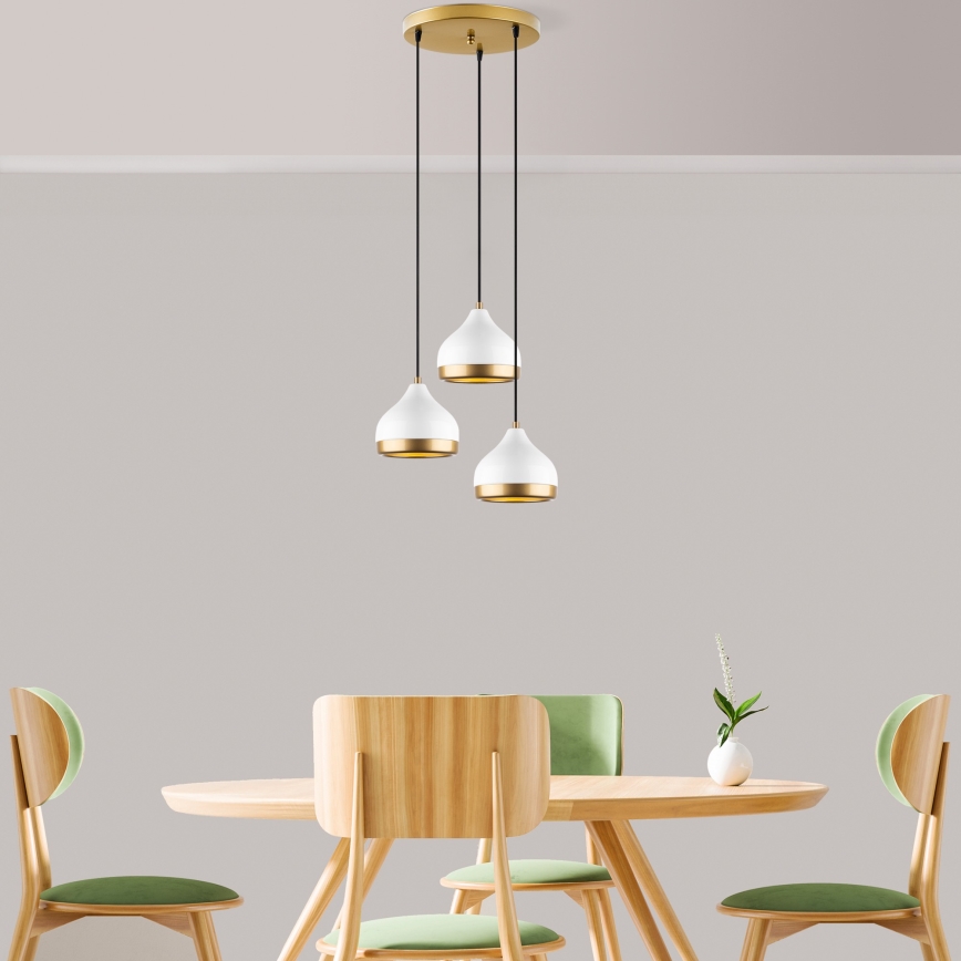 Hanglamp YILDO 3xE27/40W/230V wit/goud