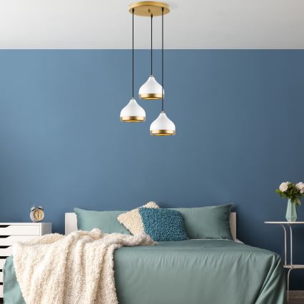 Hanglamp YILDO 3xE27/40W/230V wit/goud