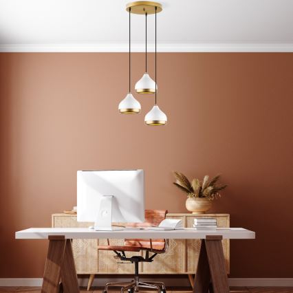 Hanglamp YILDO 3xE27/40W/230V wit/goud