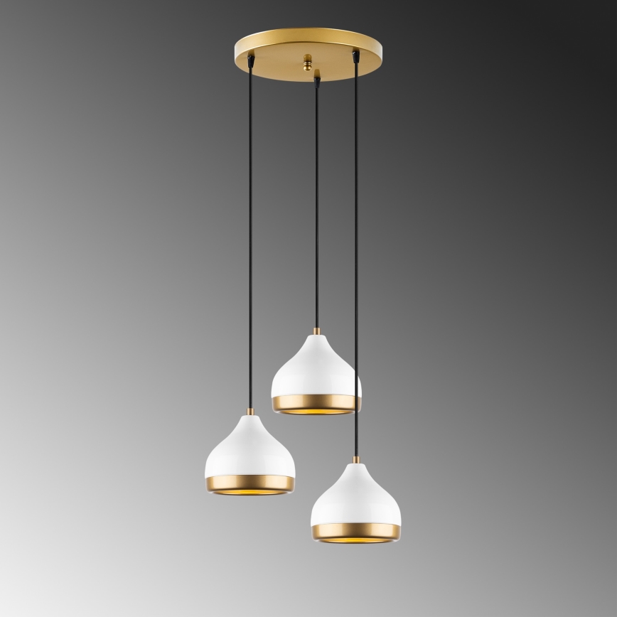 Hanglamp YILDO 3xE27/40W/230V wit/goud