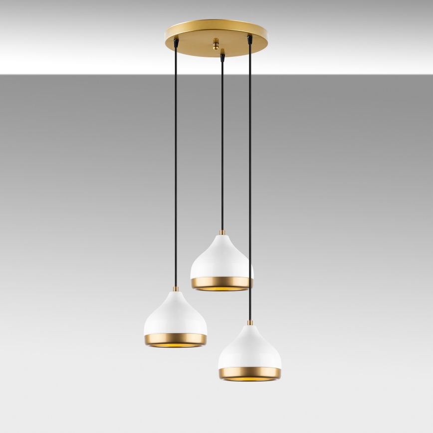 Hanglamp YILDO 3xE27/40W/230V wit/goud